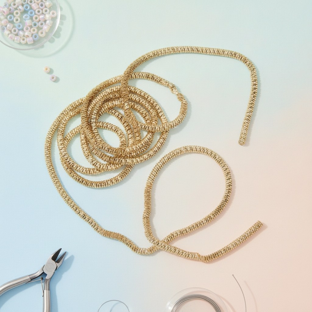Goldfarbener Bouillon Draht 1,5mm mit segmentierter Rippelstruktur für Schmuck und Handwerk