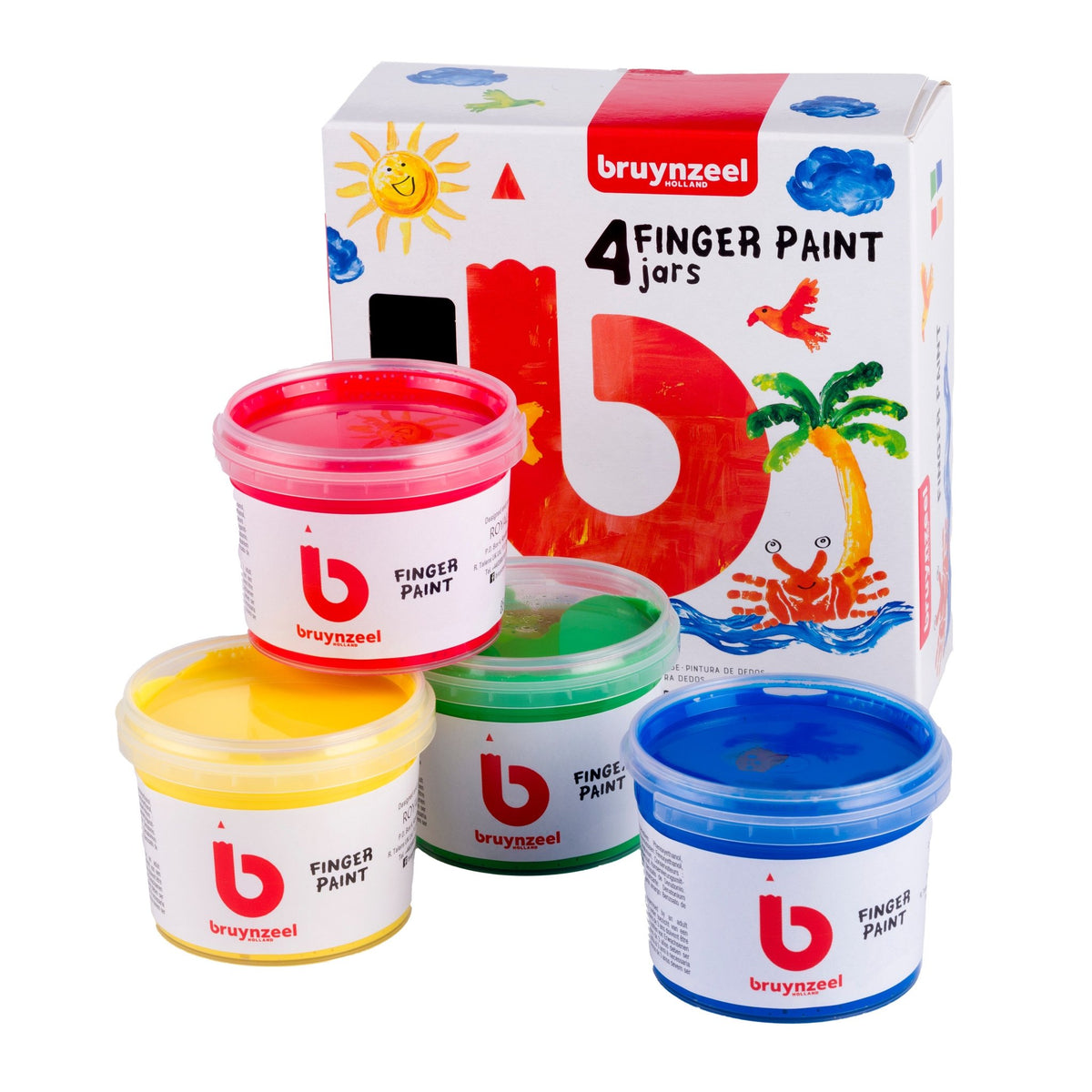 Bruynzeel Fingerfarben-Set auf Wasserbasis | 4 x 85 ml - Kidis Art