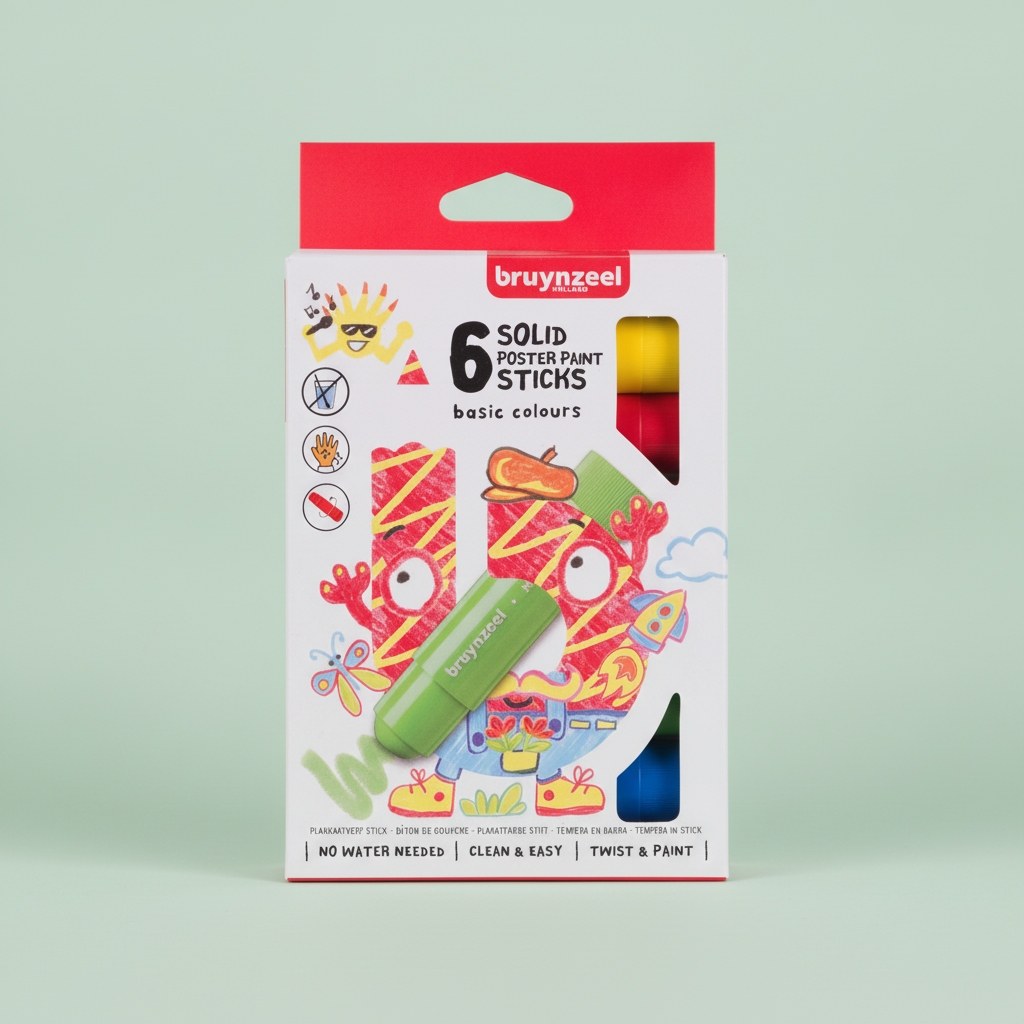 Bruynzeel Plakatfarbe-Stiftset Basic | 6 Farben - Kidis Art
