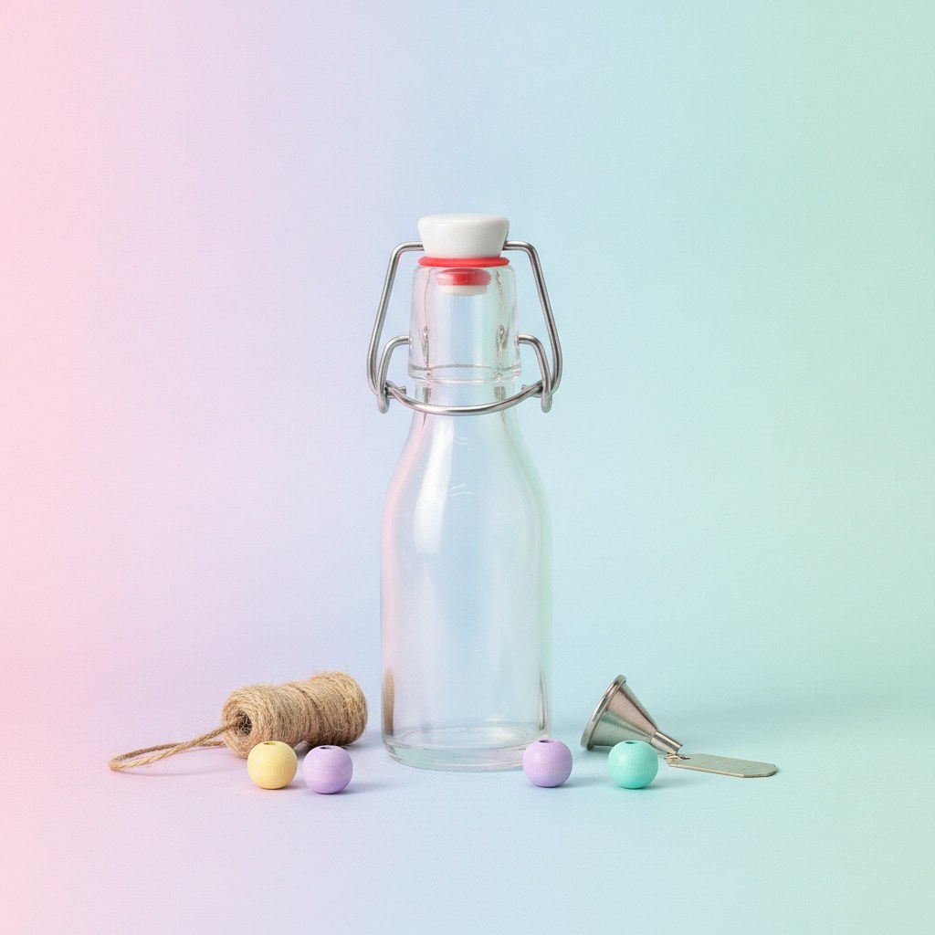 Bügelflasche rund, Klarglas 100ml - Kidis Art