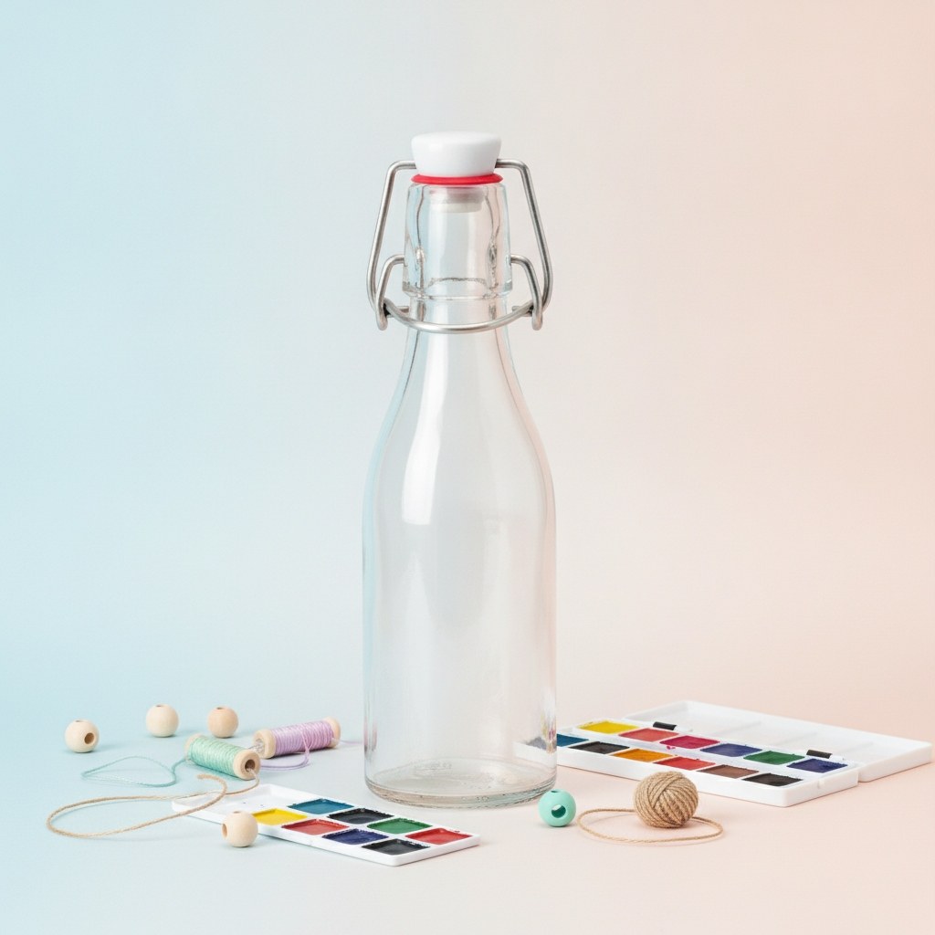 Bügelflasche rund, Klarglas 200ml - Kidis Art