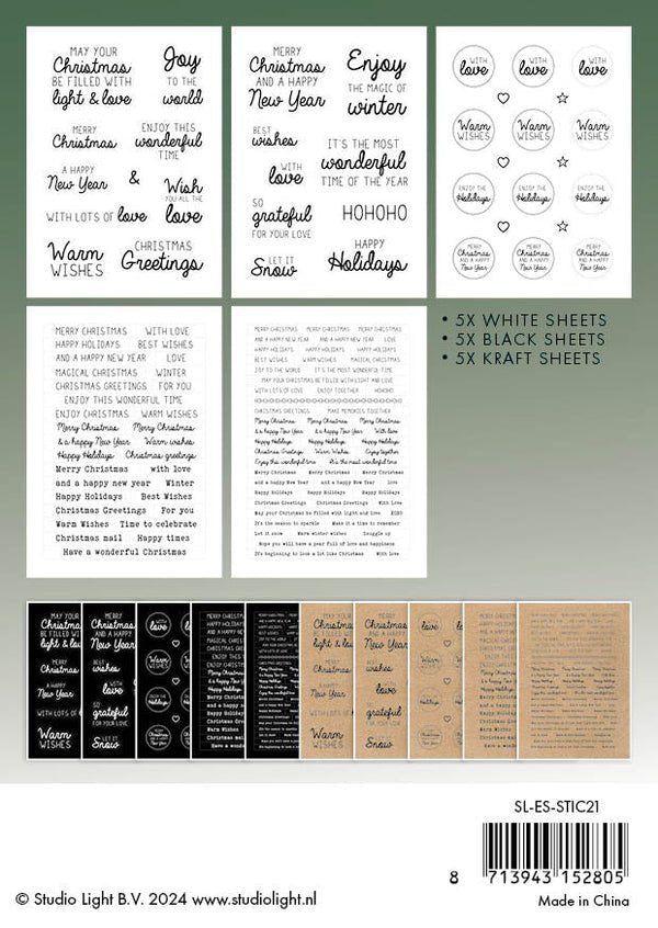 Christmas Stickers "English Christmas Texts" Essentials - Kidis Art