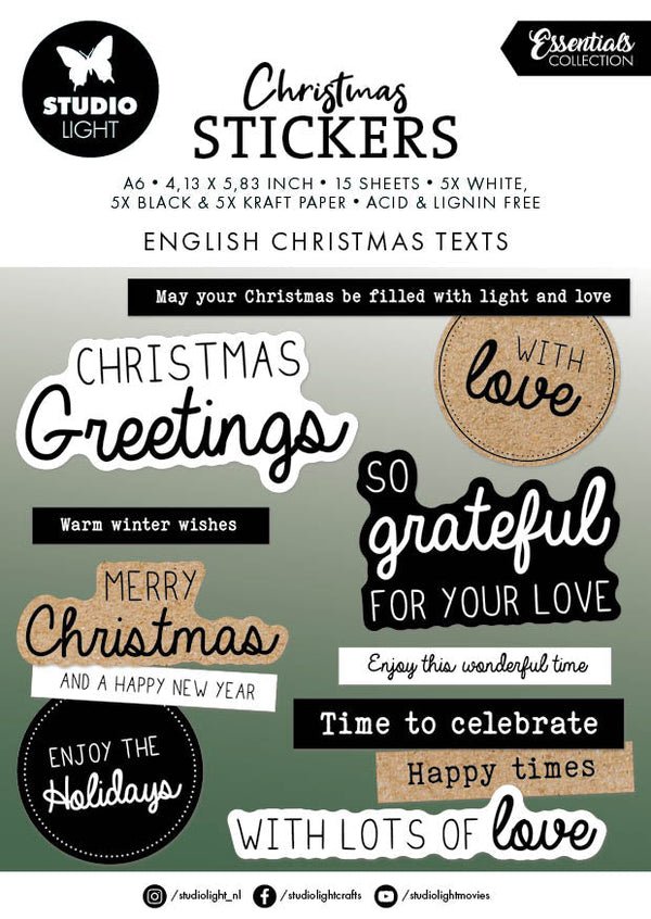 Christmas Stickers "English Christmas Texts" Essentials - Kidis Art