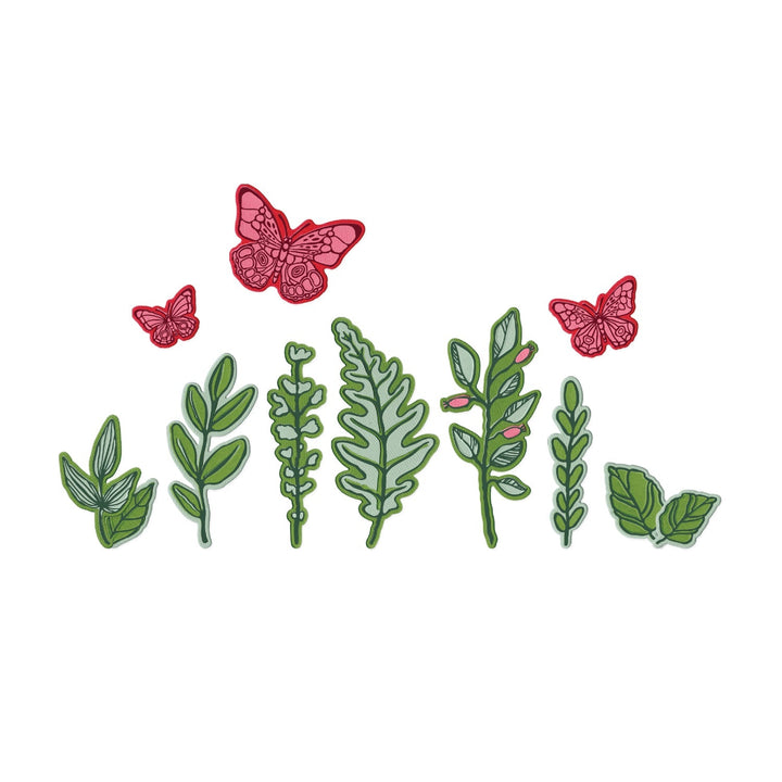 Clear Stamps Set 12er-Pack mit 26er-Pack Framelits Stanzschablonen Greenery Layers 1 von Vic - Kidis Art