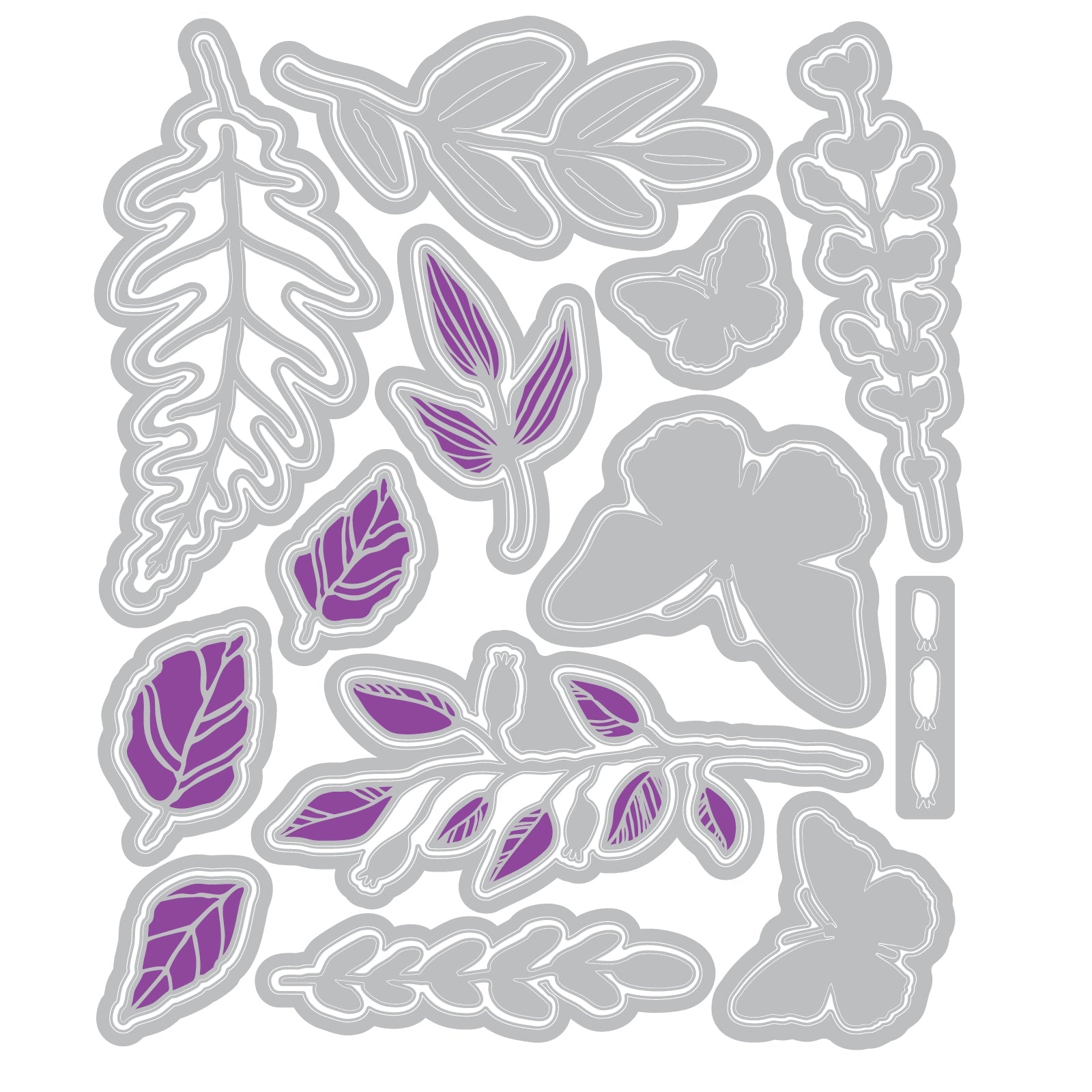 Clear Stamps Set 12er-Pack mit 26er-Pack Framelits Stanzschablonen Greenery Layers 1 von Vic - Kidis Art