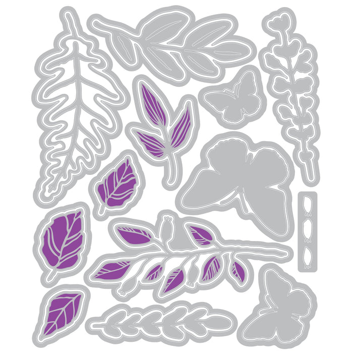 Clear Stamps Set 12er-Pack mit 26er-Pack Framelits Stanzschablonen Greenery Layers 1 von Vic - Kidis Art