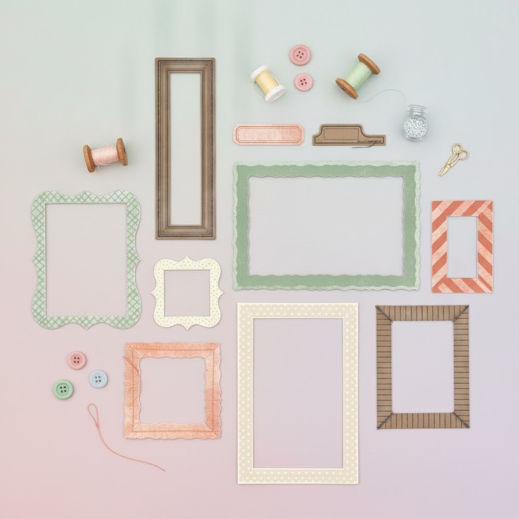 Clear Stamps Set 15er-Pack mit 14er-Pack Framelits Build-A-Frame von 49 & Market - Kidis Art