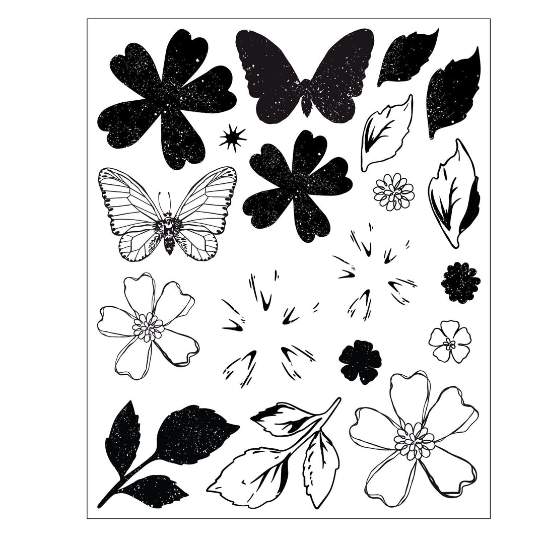 Clear Stamps Set 19-teilig mit 9-teiligem Framelits-Set Sweet Sprigs von 49 &amp; Market - Kidis Art