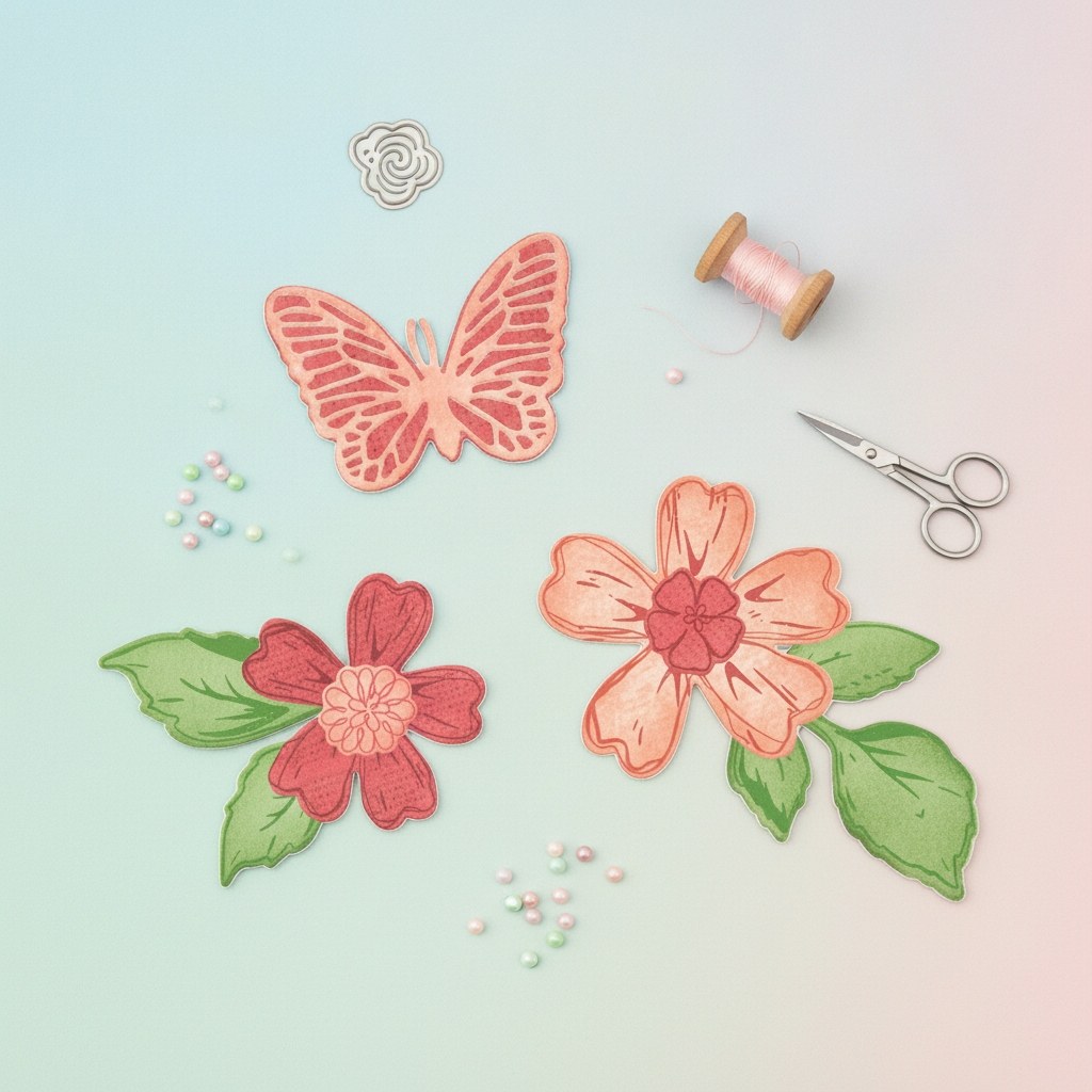 Clear Stamps Set 19-teilig mit 9-teiligem Framelits-Set Sweet Sprigs von 49 & Market - Kidis Art