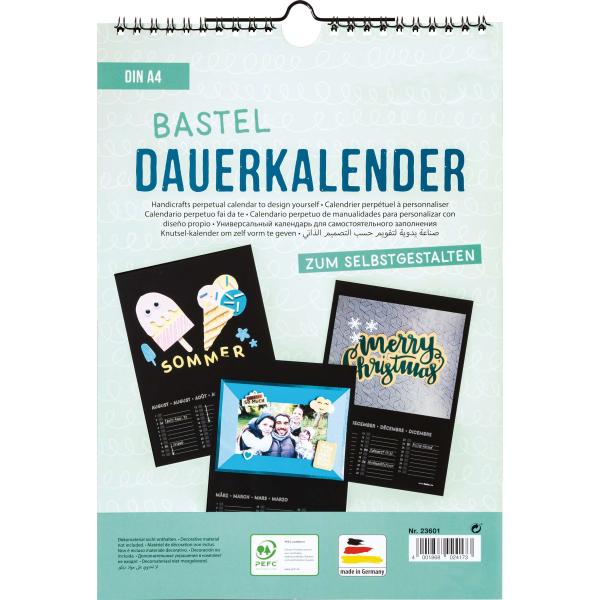 Dauerkalender m. Spiralbindung DIN A4, schwarz - Kidis Art