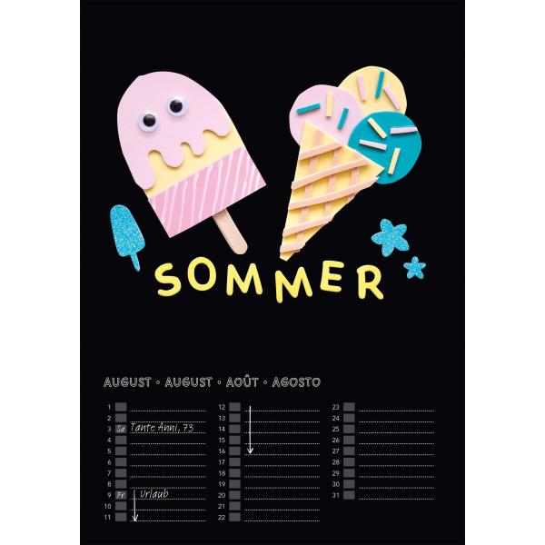 Dauerkalender m. Spiralbindung DIN A4, schwarz - Kidis Art