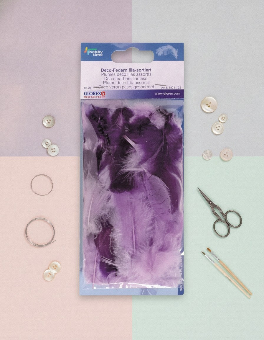 Deco-Federn lila-sortiert 2g - Kidis Art