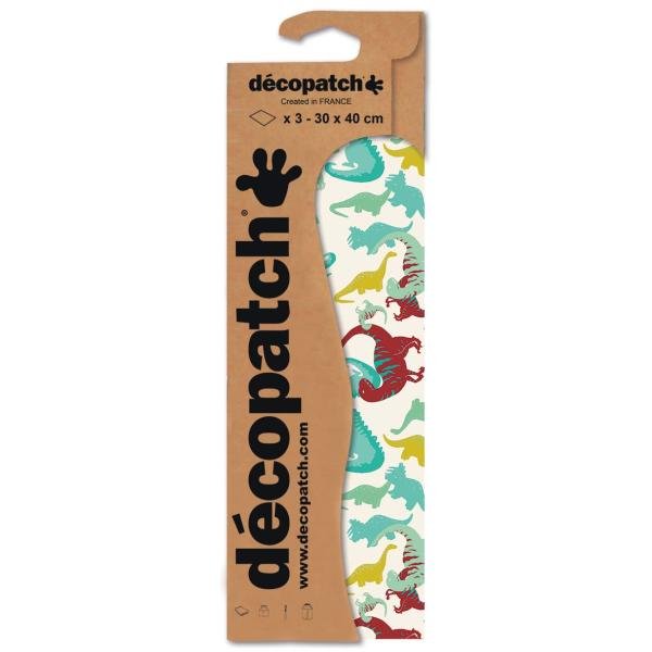 Decopatch - Papier 3St, 30x40cm Dinos - Kidis Art