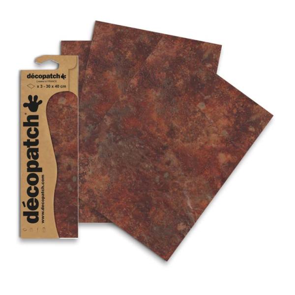 Decopatch - Papier 3St, 30x40cm Rost - Kidis Art