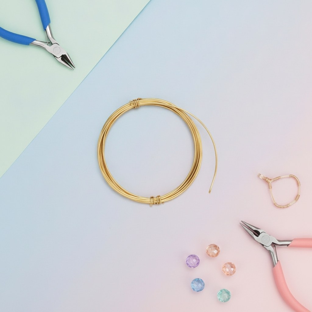 Goldfarbener Deko-Aludraht 2mm als Drahtspule für Schmuck und DIY