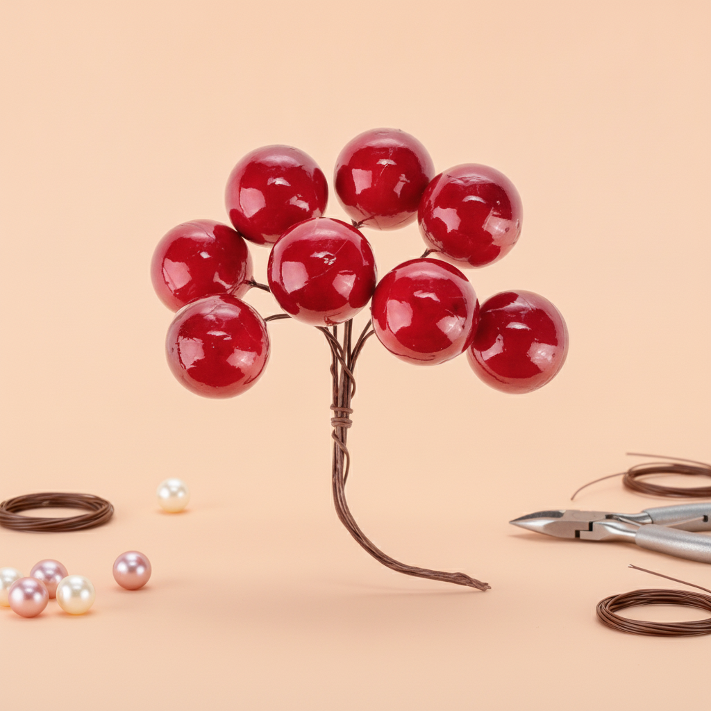 Deko-Beeren, rot, 1 Bund 2cm - Kidis Art