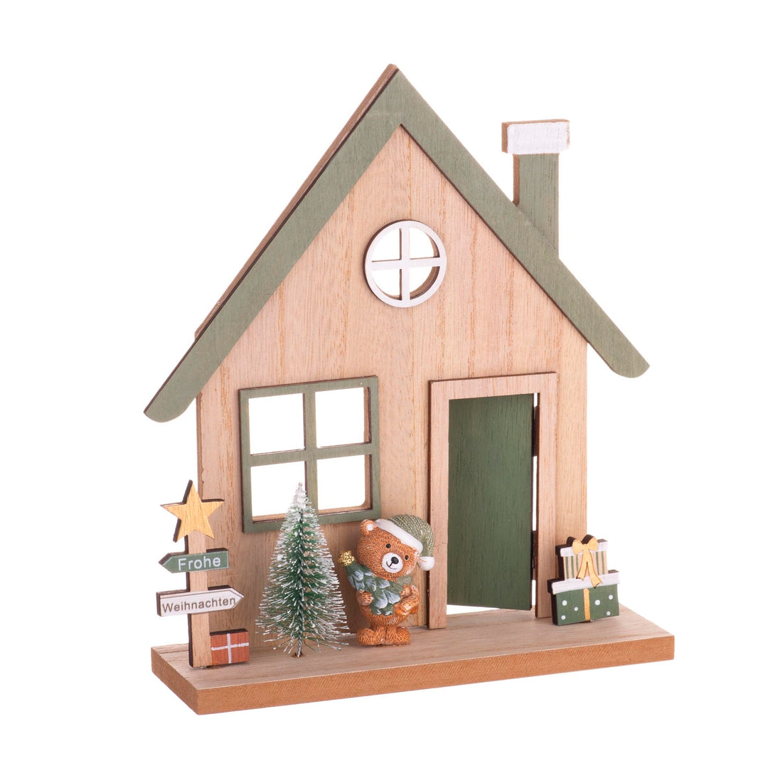Deko-Haus mit Tür und Bär 18,5x5,5x20,5cm - Kidis Art