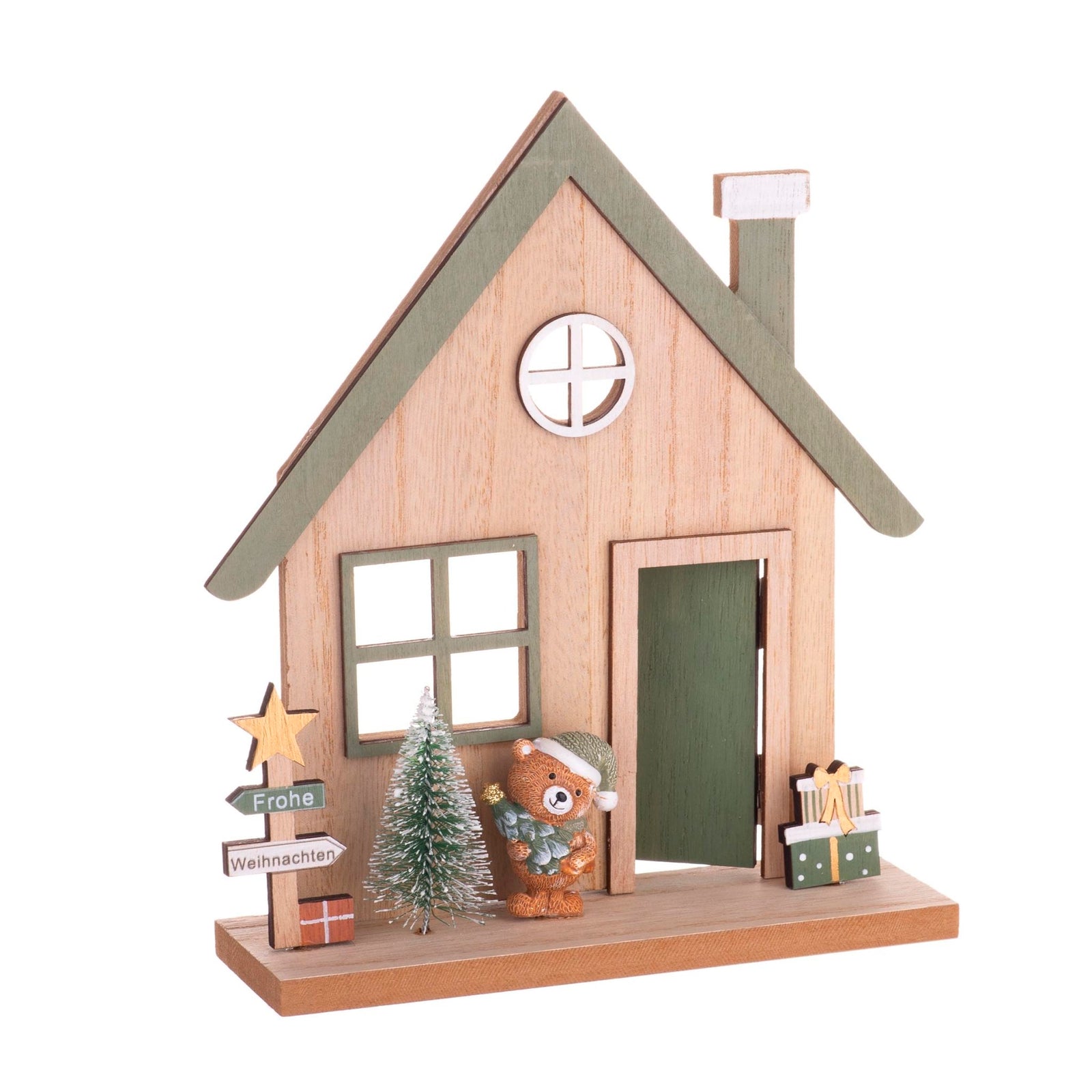 Deko-Haus mit Tür und Bär 18,5x5,5x20,5cm - Kidis Art
