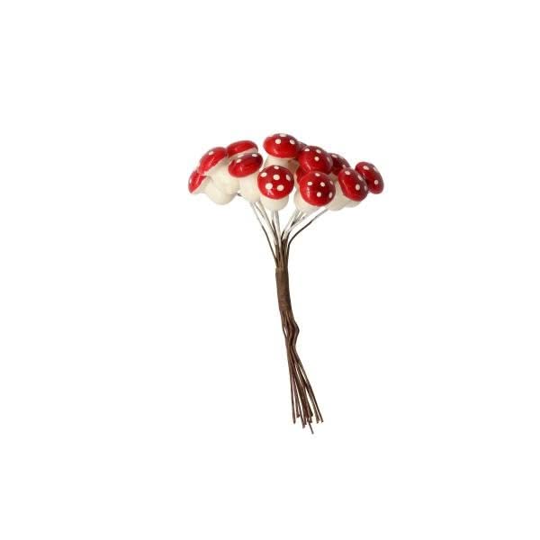 Deko Pilze mit Draht rot 12St. 1,2x1,6cm - Kidis Art