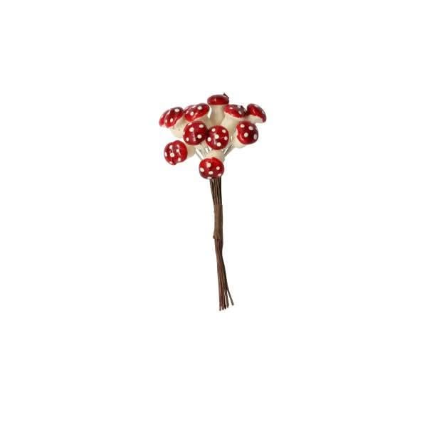 Deko Pilze mit Draht rot 12St. 1x1,3cm - Kidis Art