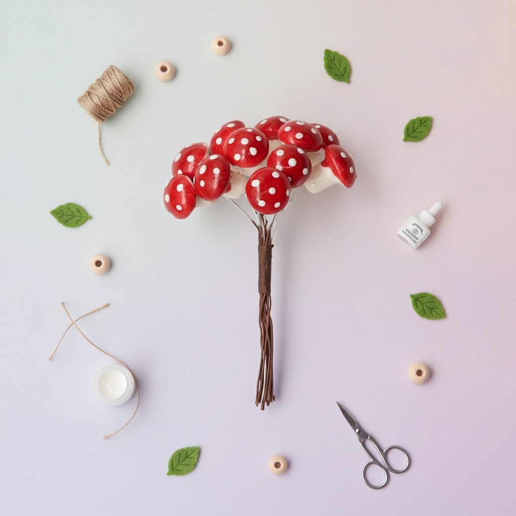Deko Pilze mit Draht rot 12St. 1,6x2cm - Kidis Art
