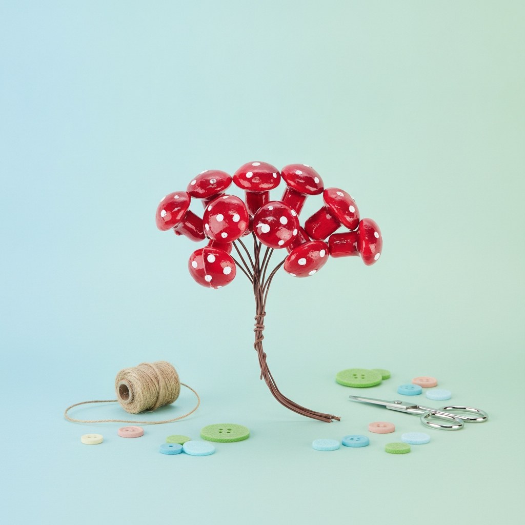 Deko-Pilze, rot, 1 Bund 1,6x2cm - Kidis Art