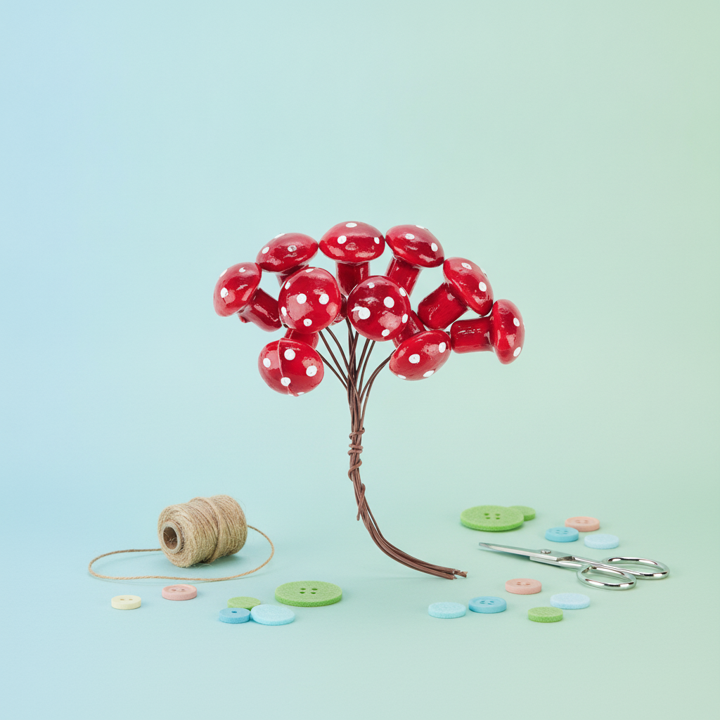 Deko-Pilze, rot, 1 Bund 1,6x2cm - Kidis Art
