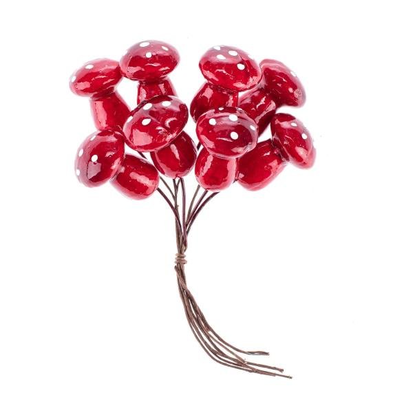 Deko - Pilze, rot, 1 Bund 2x2,5cm - Kidis Art