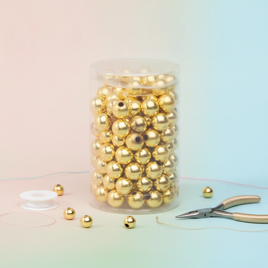 Dekoperlen 75 g 10mm goldfarben - Kidis Art