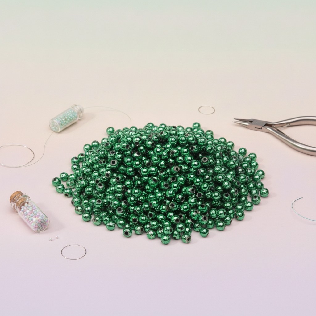Dekoperlen 75 g 6mm dunkelgrün - Kidis Art