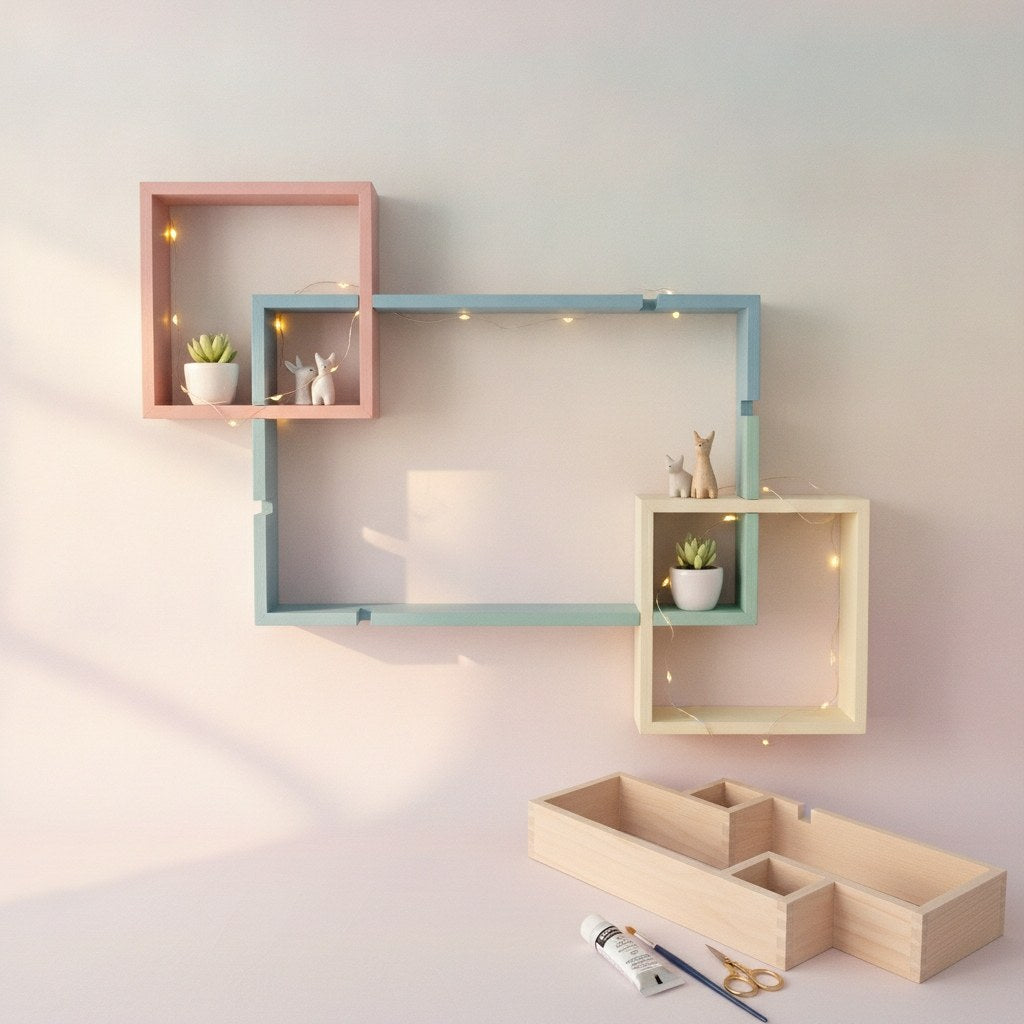 Design-Rahmen Holz rechteck3St 40x25x10cm/18x18x10cm - Kidis Art