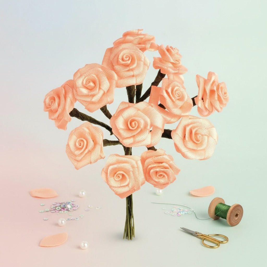 Diorröschen 12 Blüten coral, SB-Ausführung - Kidis Art