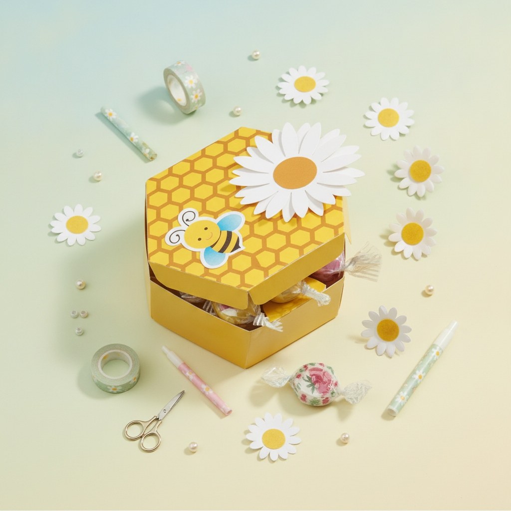 DIY Papierbox Biene, 10x10x5cm 5 tlg. - Kidis Art