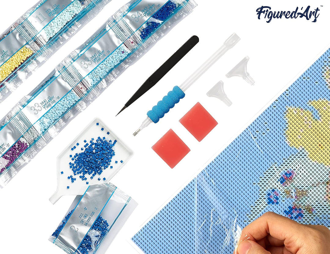 Diamond Painting 40x50 auf Keilrahmen gespannt Figured’Art Haus und Kirschblüten in der Nähe des Teiches - Kidis Art