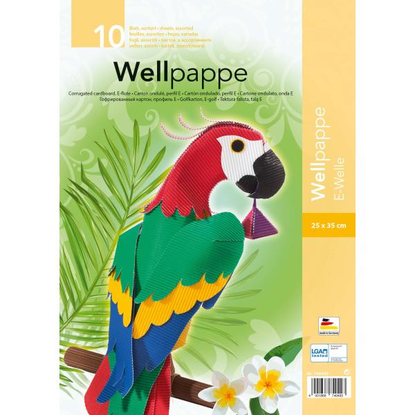 E-Wellpappe, 10 Blatt 25x35cm farbig sortiert - Kidis Art