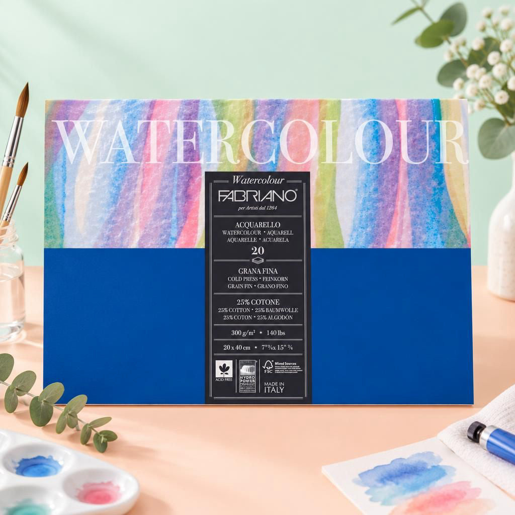 Generiert: [eb7d5242-1dfc-4b17-9e69-f1fb33638e4b] Hauptbild – Fabriano Watercolour cold pressed Block - 20x40cm - 300g - 20 Blatt