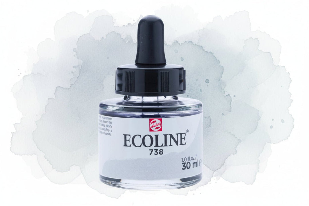 Ecoline Flüssige Wasserfarbe Flasche 30 ml Kaltgrau Hell 738 - Kidis Art
