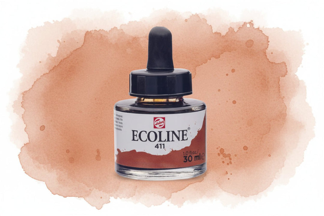 Ecoline Flüssige Wasserfarbe Flasche 30 ml Siena Gebrannt 411 - Kidis Art