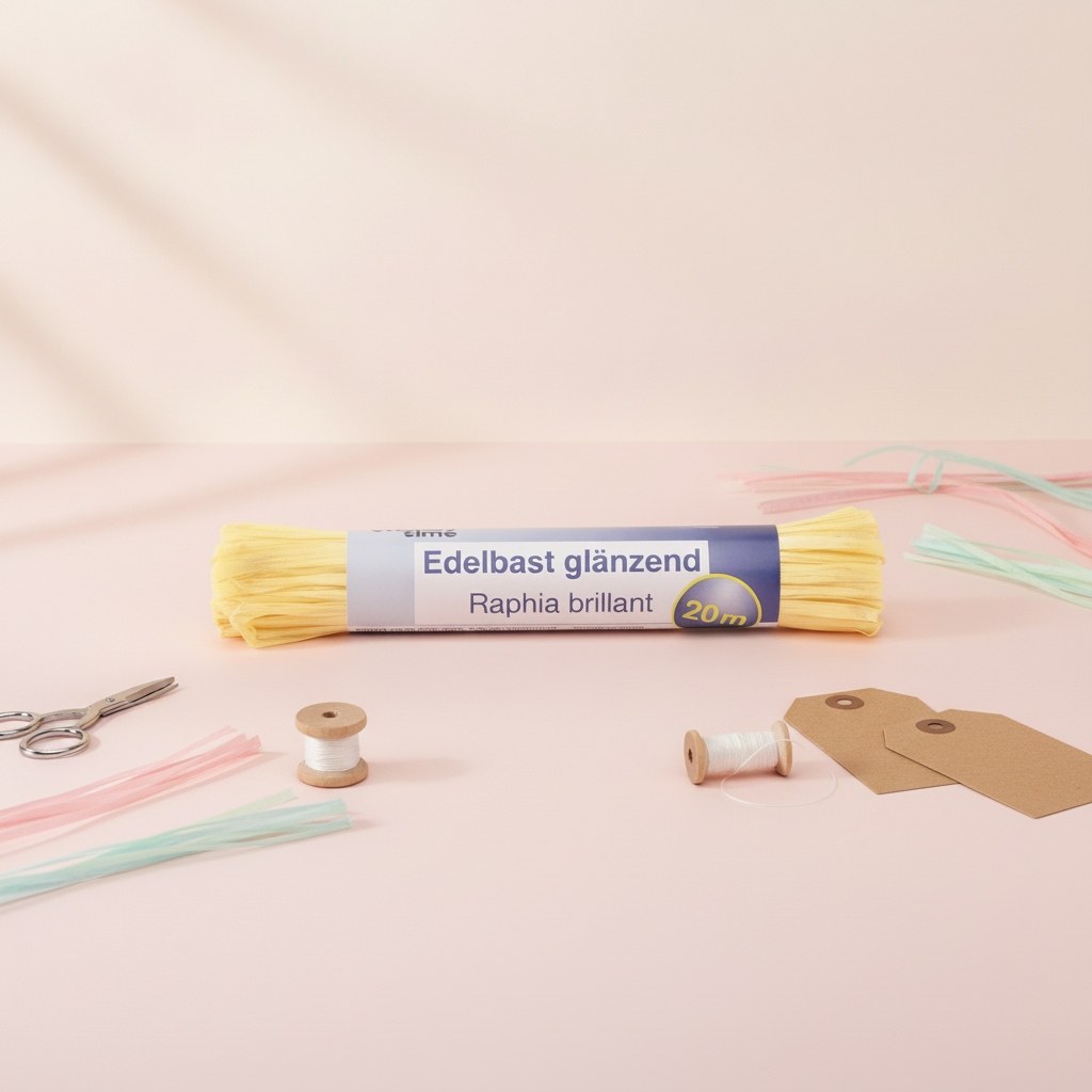 Edelbast 20m zitronengelb, glänzend Viscose 10g - Kidis Art