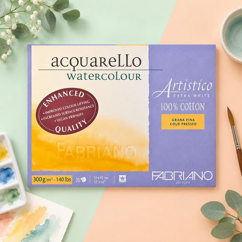 Generiert: [ef30f973-ab16-4342-b739-4b26bf71611a] Hauptbild – Fabriano Artistico - extra white - Block - 30,5x45,5cm - 300g - 20 Blatt - fein gekörnt