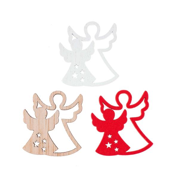 Engel, weiss/rot, Holz, 12St. 3,1x3,4x0,2cm - Kidis Art