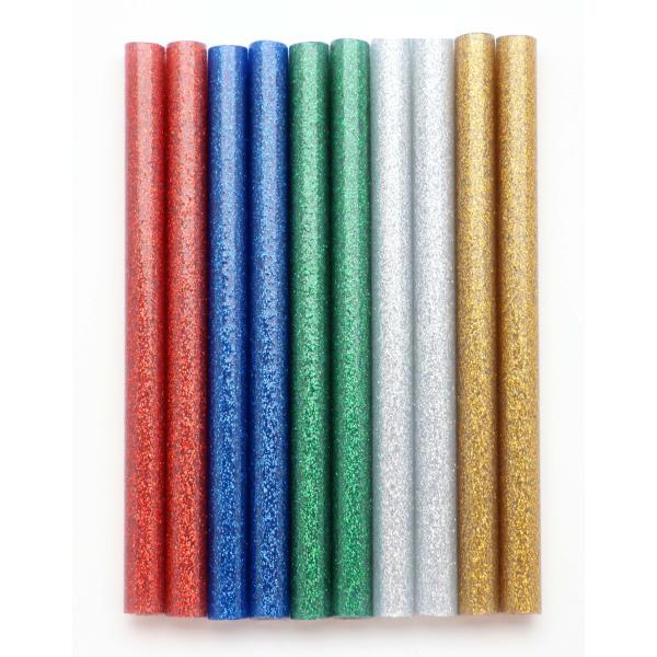 Ersatzstäbe 7,5x100mm 10St farbig, Glitter, für "Mini" - Kidis Art