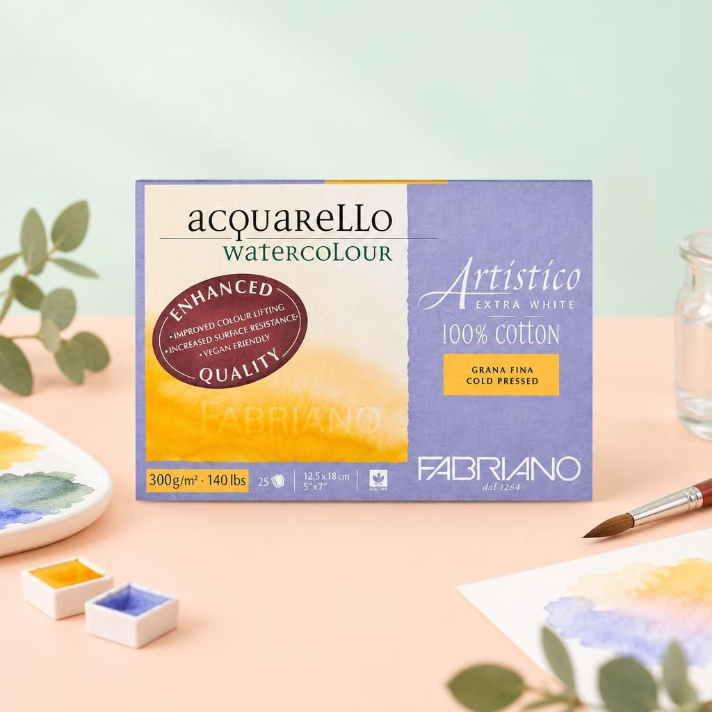 Generiert: [f6227ab3-7b50-4102-bb0f-9008966b1b42] Hauptbild – Fabriano Artistico - extra white - Block - 12,5x18cm - 300g - 25 Blatt - fein gekörnt