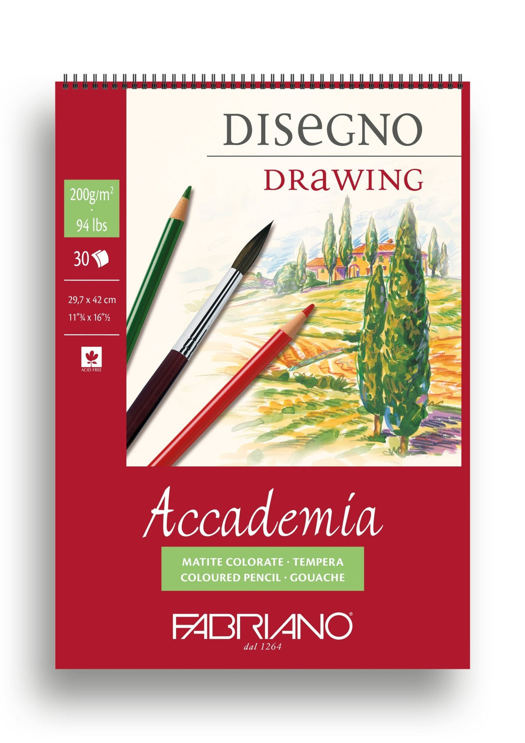 Fabriano Accademia Block mit Spirale - A3 - 200g - 30 Blatt - Kidis Art