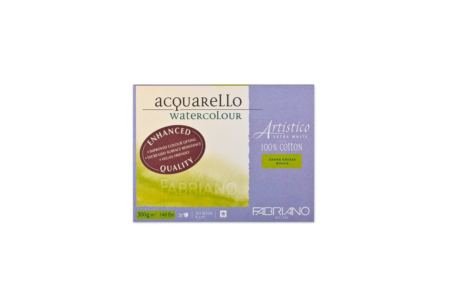Fabriano Artistico - extra white - Block - 23x30,5cm - 300g - 20 Blatt - rau - Kidis Art