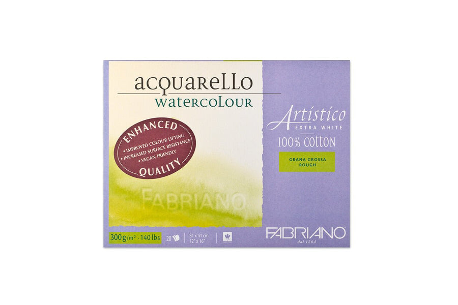 Fabriano Artistico - extra white - Block - 30,5x45,5cm - 300g - 20 Blatt - rau - Kidis Art