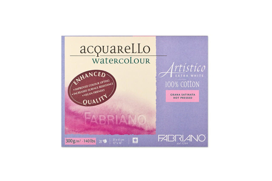 Fabriano Artistico - extra white - Block - 30,5x45,5cm - 300g - 20 Blatt - satiniert - Kidis Art