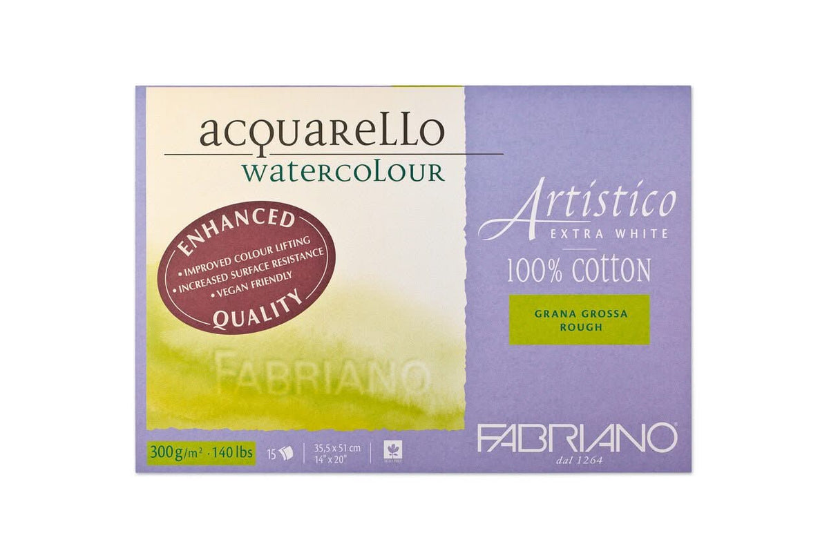 Fabriano Artistico - extra white - Block - 35,5x51cm - 300g - 15 Blatt - rau - Kidis Art