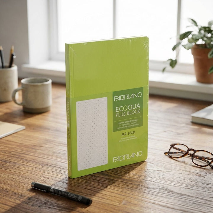 Fabriano Ecoqua Plus Block - lime - A4 - dots - Kidis Art