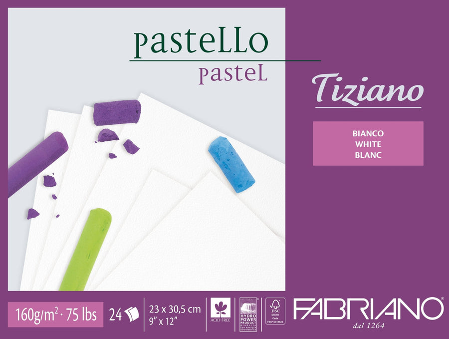 Fabriano Tiziano Block "Bianco" - 23 x 30.5 cm - 160g - 24 Blatt - Kidis Art
